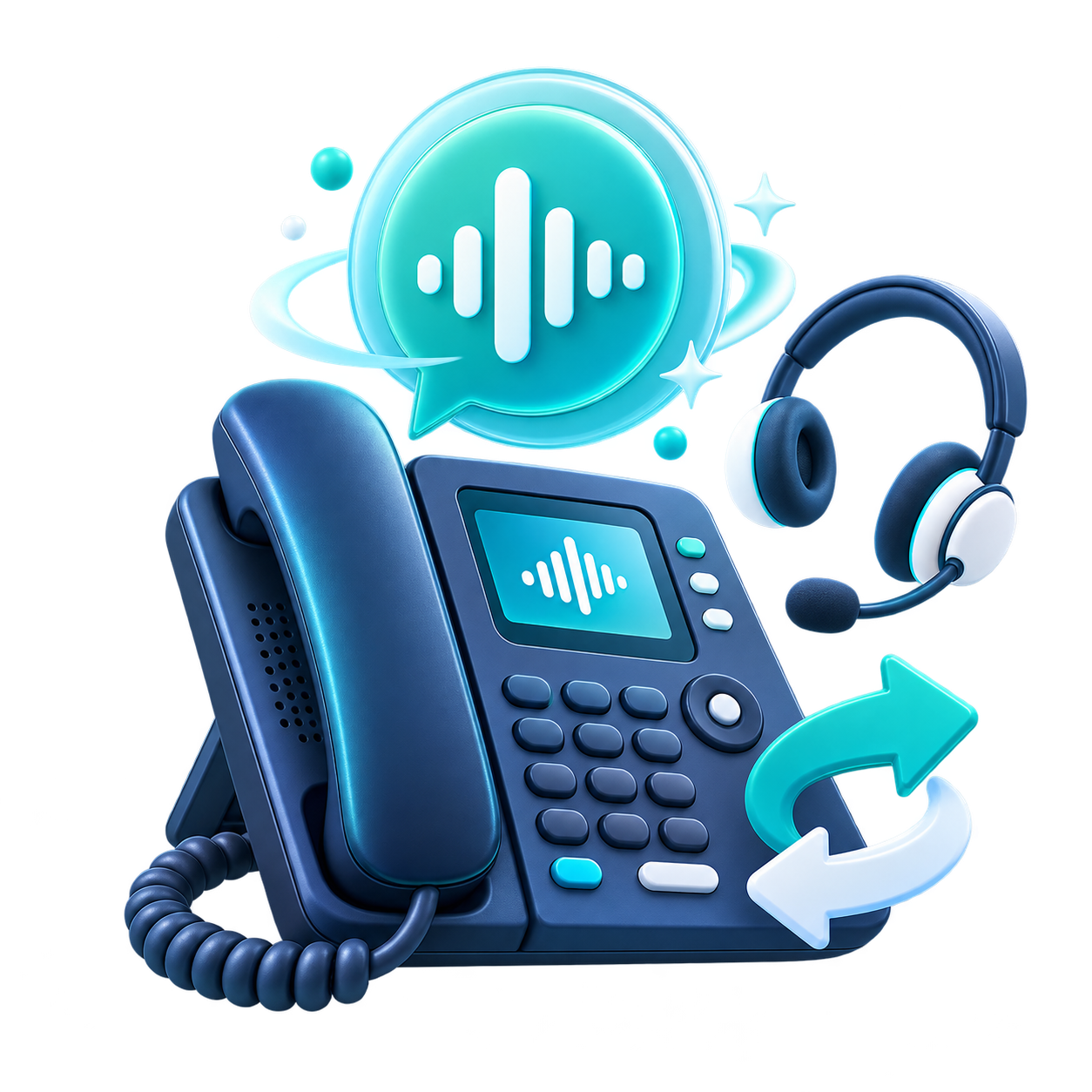 CallMi AI Office 電話、耳機與真人接手示意圖