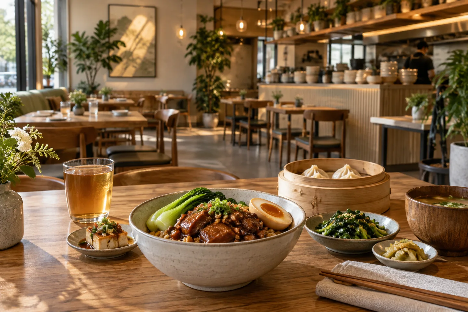 溫暖明亮的餐廳與台灣料理